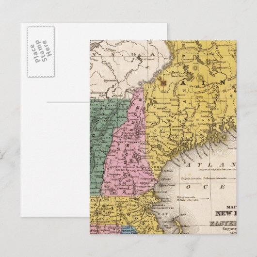 Karte des Neu-Englands oder der OstStaaten (Vorne/Hinten)