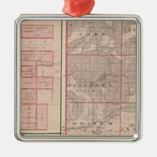 Karte des Newton-Landkreises mit Goodland und Kent Ornament Aus Metall