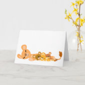 Karte des niedlichen Cartoon-Mama-Löwe- und (Gelbe Blume)