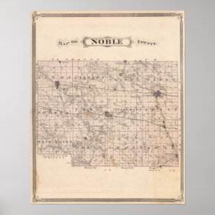 Karte des Noble County Poster