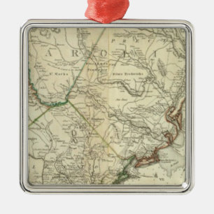 Karte des Nordens und des South Carolina Silbernes Ornament