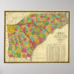 Karte des Nordens und des South Carolina und des Poster