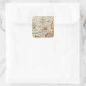 Karte des Nordpols und seiner Umgebung Quadratischer Aufkleber (Tasche)