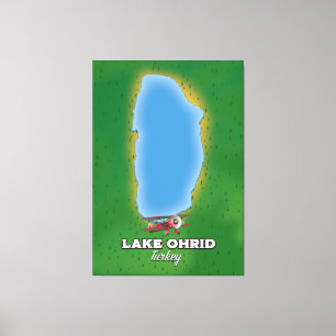 Karte des Ohrid-Sees Türkei Leinwanddruck