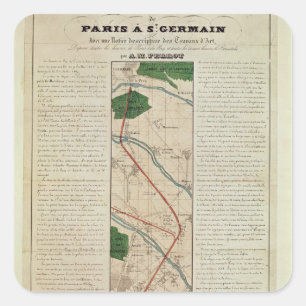 Karte des Paris zu St- Germaineisenbahn, vorbei Quadratischer Aufkleber