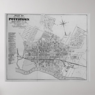 Karte des Pottstown Borough PA Pennsylvania 1871 Poster