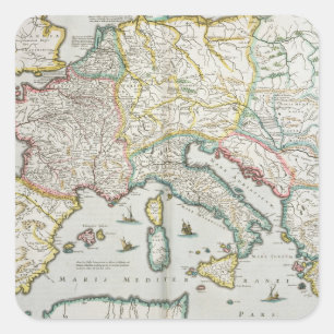 Karte des Reiches von Charlemagne Quadratischer Aufkleber