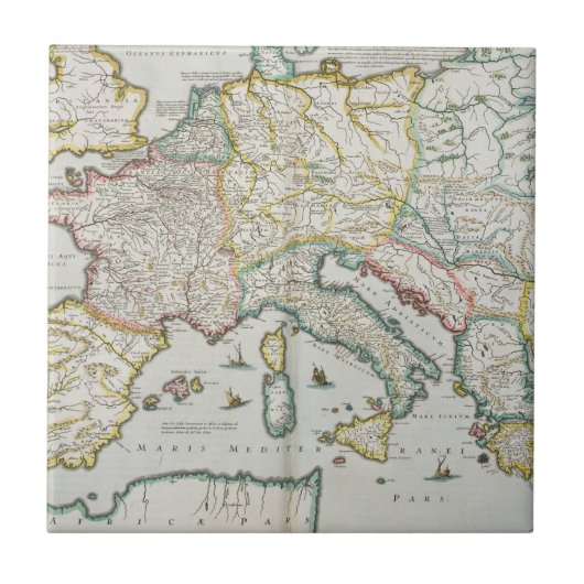 Karte des Reiches von Karl der Große Fliese (Vorderseite)