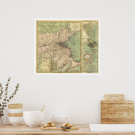 Karte des Revolutionären Krieges - 1775 Poster (Küche)