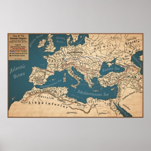 Karte des Römischen Reiches in Bestem Ausmaß Poster (Vorne)