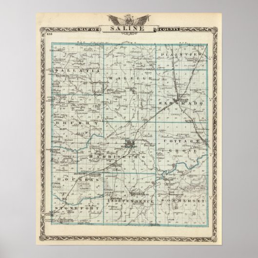 Karte des Saline-Landkreises Poster (Vorne)