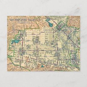Karte des San Fernando Valley Postkarte