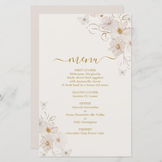 Karte des Schmetterlingsmenüs (Vorne/Hinten)