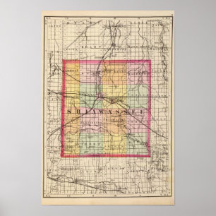 Karte des Shiawassee-Landkreises, Michigan Poster