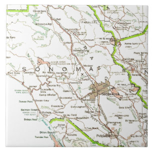 Karte des Sonoma County CA Fliese