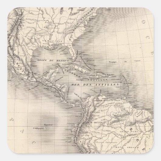 Karte des spanischen Imperiums in Amerika Quadratischer Aufkleber (Vorderseite)