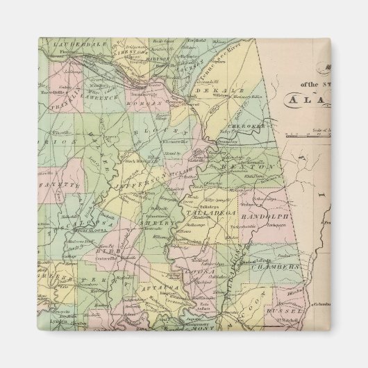 Karte des Staat Alabama 2 Magnet (Vorne)