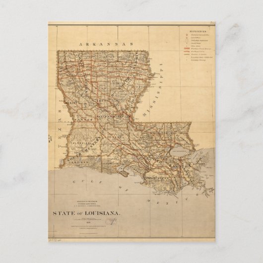 Karte des Staat Louisiana (1876) (Vorderseite)