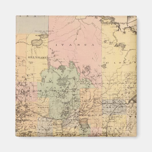 Karte des Staat Minnesota, 1874 Magnet (Vorne)