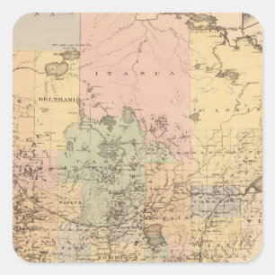Karte des Staat Minnesota, 1874 Quadratischer Aufkleber