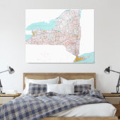 Karte des Staat New York (1976) Leinwanddruck (Insitu (Schlafzimmer))