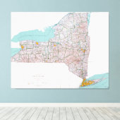 Karte des Staat New York (1976) Leinwanddruck (Insitu (Holzboden))