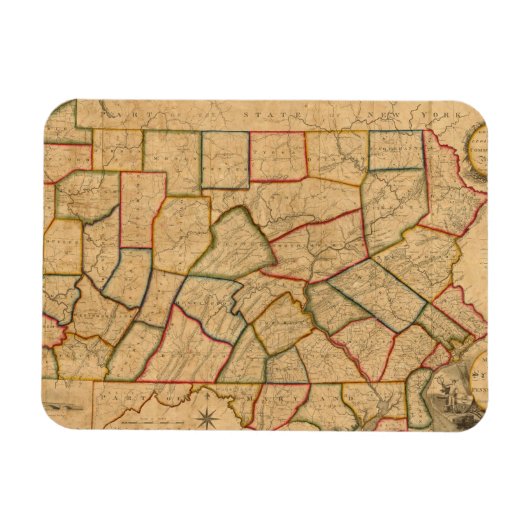 Karte des Staat Pennsylvania Magnet (Horizontal)