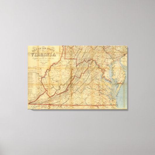 Karte des Staat Virginia Leinwanddruck (Vorderseite)