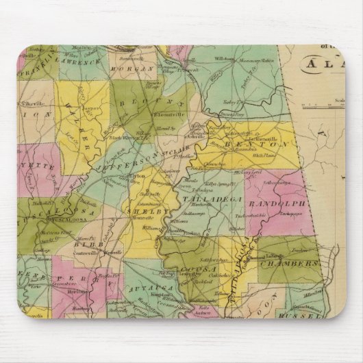 Karte des Staat von Alabama Mousepad (Vorne)