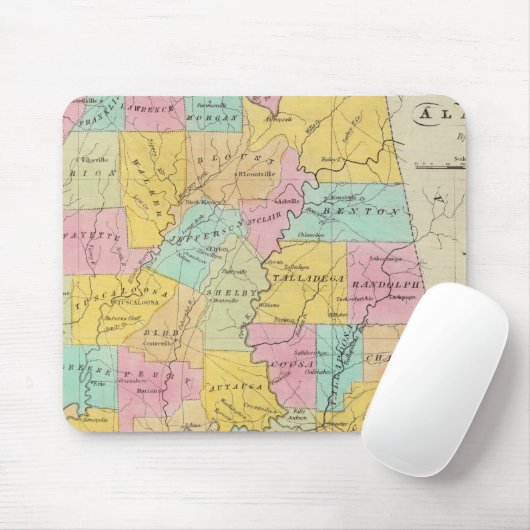 Karte des Staat von Alabama Mousepad (Mit Mouse)