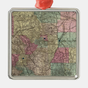 Karte des Staat von Colorado Silbernes Ornament