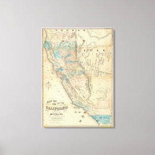 Karte des Staat von Kalifornien Leinwanddruck