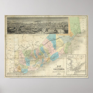 Karte des Staat von Kalifornien Poster