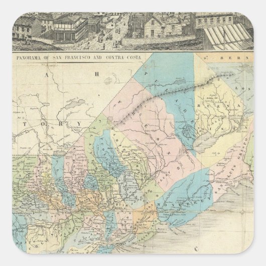 Karte des Staat von Kalifornien Quadratischer Aufkleber (Vorderseite)