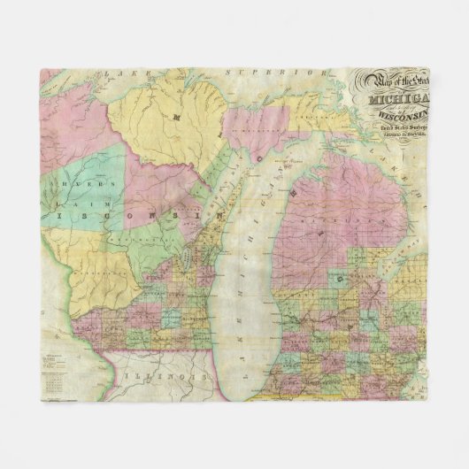 Karte des Staat von Michigan Fleecedecke (Vorderseite (Horizontal))