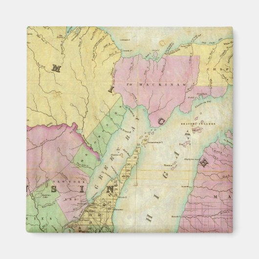 Karte des Staat von Michigan Magnet (Vorne)