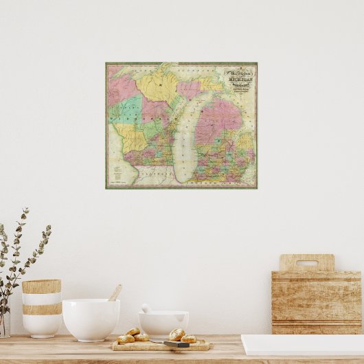 Karte des Staat von Michigan Poster (Küche)