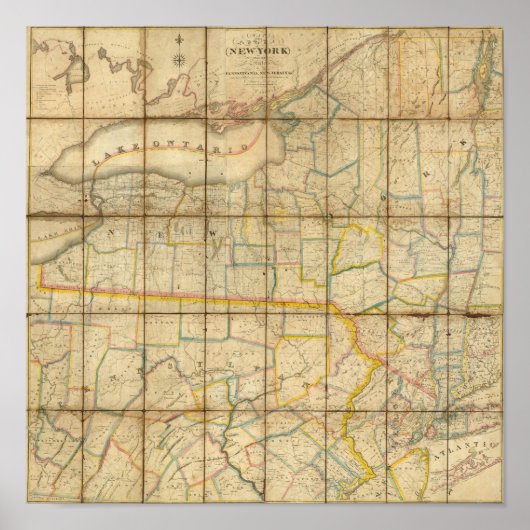 Karte des Staat von New York Poster (Vorne)