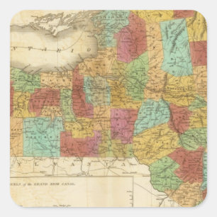 Karte des Staat von New York Quadratischer Aufkleber