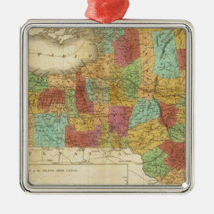 Karte des Staat von New York Silbernes Ornament