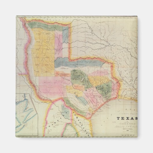 Karte des Staat von Texas | 1835 Magnet (Vorne)