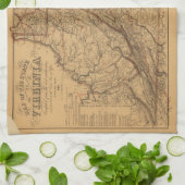 Karte des Staat von Virginia (1865) Küchentuch (Gefaltet)