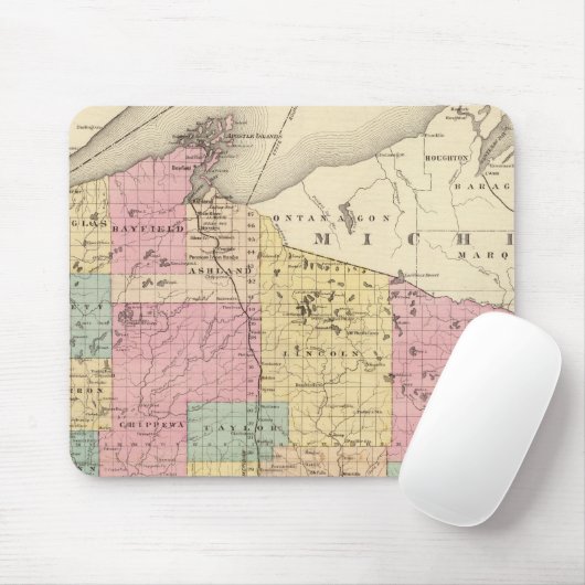 Karte des Staat Wisconsin Mousepad (Mit Mouse)
