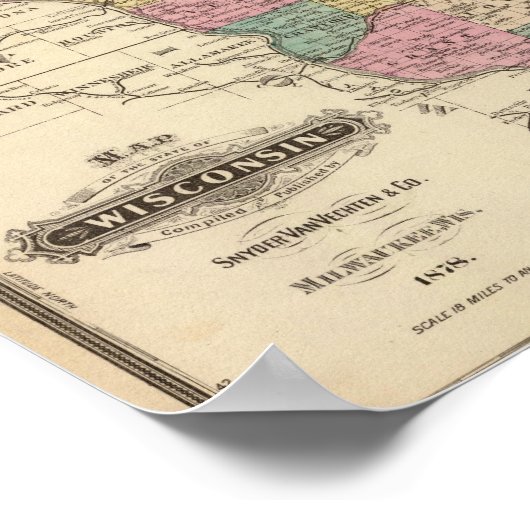 Karte des Staat Wisconsin Poster (Ecke)