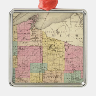 Karte des Staat Wisconsin Silbernes Ornament