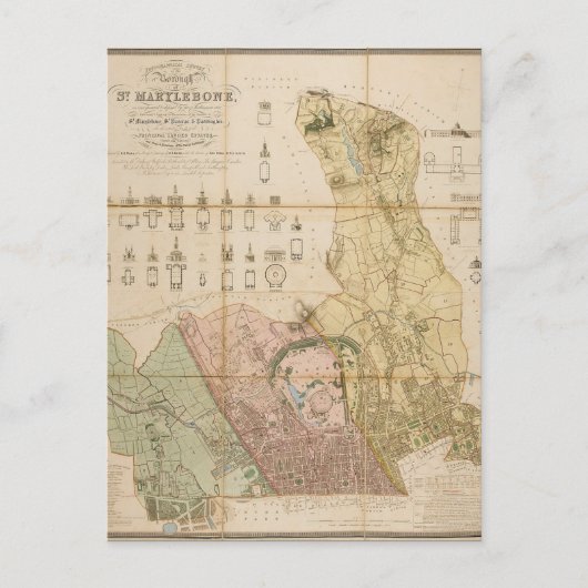 Karte des Stadtteils St Marylebone (London) 1834 (Vorderseite)