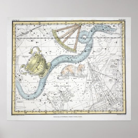 Karte des Sternbilds XXVI Poster (Vorne)