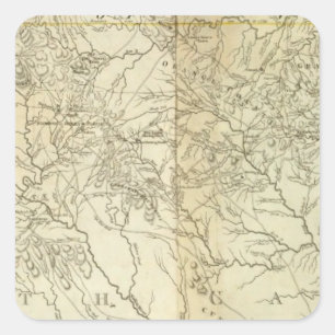 Karte des Südens und des North Carolina Quadratischer Aufkleber