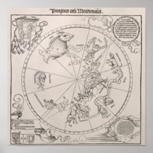 Karte des südlichen Himmels Poster