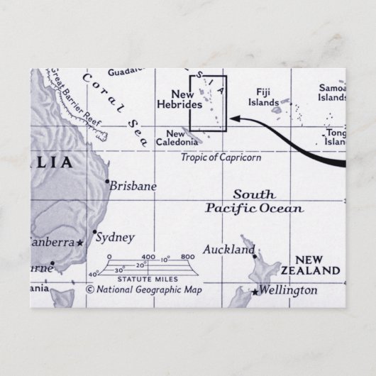 Karte des Südpazifik (Vorderseite)